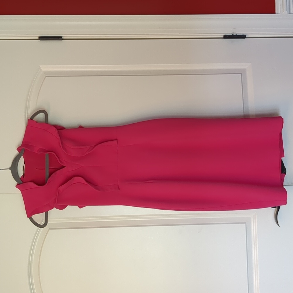 Black Halo pink ruffle dress